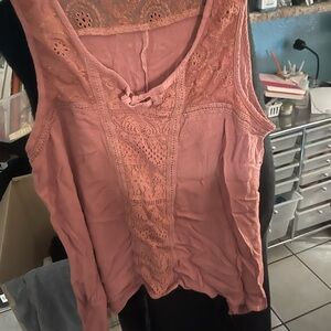 Blush Pink Sleeveless Lace Blouse